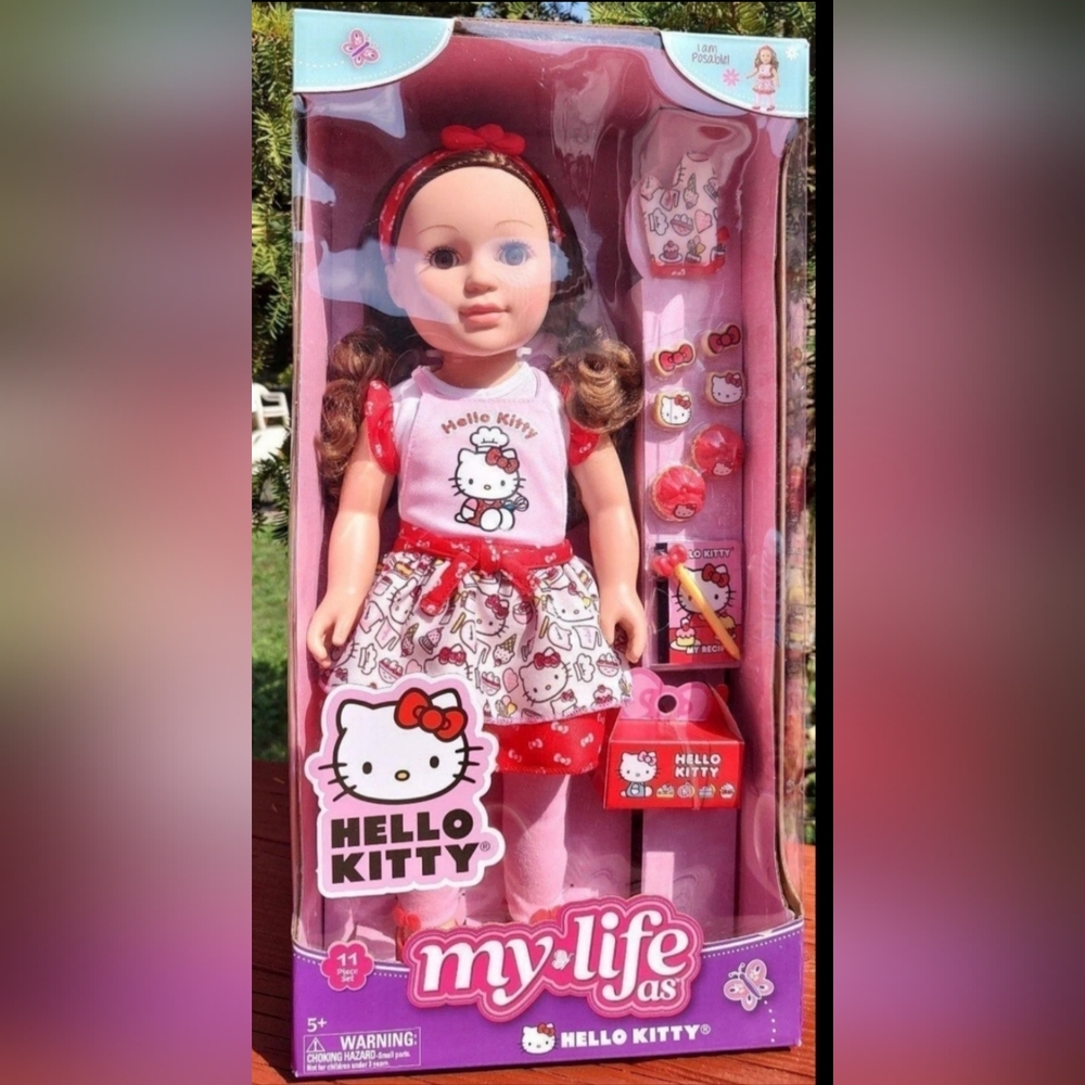 My Life As Hello Kitty Brunette 18 inch Posable Doll 11pcs Set NWT